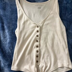 American Eagle Outfitters Cream Buttoned Tank Top